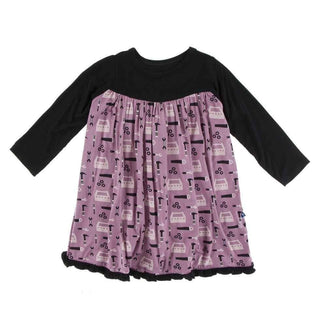 Print Classic Long Sleeve Swing Dress - Pegasus Construction KicKee Pants Size: 12-18 Months