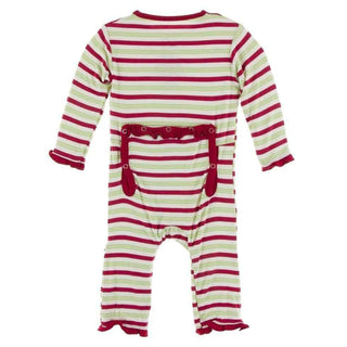 Print Bamboo Classic Ruffle Coverall with Zipper - Candy Cane Stripe Baby & Toddler Sleepwear