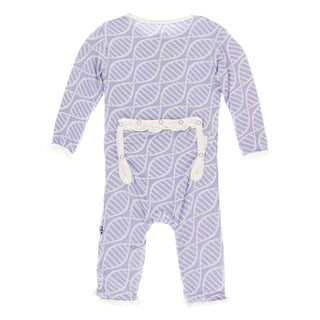 Print Bamboo Classic Ruffle Coverall with Zipper - Lilac Double Helix Baby & Toddler Sleepwear