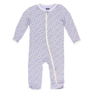 Print Bamboo Classic Ruffle Coverall with Zipper - Lilac Double Helix Baby & Toddler Sleepwear