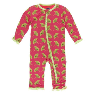 Print Bamboo Classic Ruffle Coverall with Zipper - Red Ginger Ginkgo Baby & Toddler Sleepwear