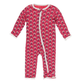 Print Bamboo Classic Ruffle Coverall with Zipper - Red Ginger Mini Trees Baby & Toddler Sleepwear