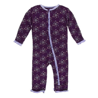 Print Bamboo Classic Ruffle Coverall with Zipper - Wine Grapes Atoms Baby & Toddler Sleepwear