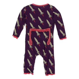 Print Bamboo Classic Ruffle Coverall with Zipper - Wine Grapes Rockets Baby & Toddler Sleepwear