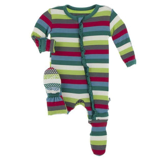 Print Bamboo Classic Ruffle Footie with Zipper - 2020 Multi Stripe Baby & Toddler Sleepwear