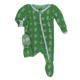 Print Bamboo Classic Ruffle Footie with Zipper - Dino Tracks Baby & Toddler Sleepwear
