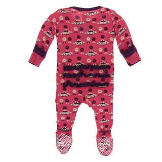Print Bamboo Classic Ruffle Footie with Zipper - Red Ginger Aliens with Flying Saucers Baby & Toddler Sleepwear