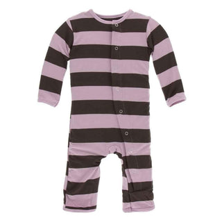 Print Bamboo Coverall with Snaps - Paleontology Flora Stripe Baby & Toddler Sleepwear