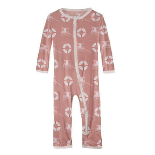 Print Bamboo Coverall with Zipper - Antique Pink Lifeguard Baby & Toddler Sleepwear