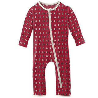 Print Bamboo Coverall with Zipper - Crimson Penguins Baby & Toddler Sleepwear