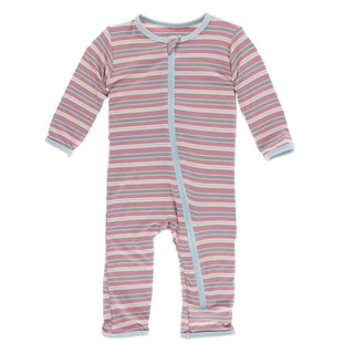 Print Bamboo Coverall with Zipper - India Dawn Stripe Baby & Toddler Sleepwear