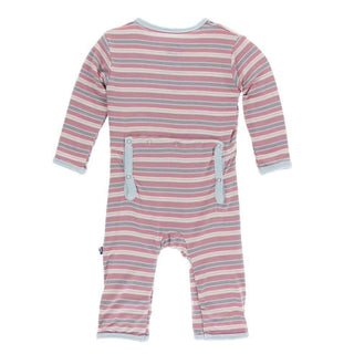 Print Bamboo Coverall with Zipper - India Dawn Stripe Baby & Toddler Sleepwear
