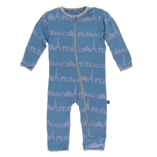 Print Bamboo Coverall with Zipper - Parisian Skyline Baby & Toddler Sleepwear