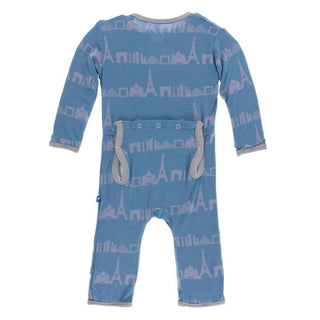 Print Bamboo Coverall with Zipper - Parisian Skyline Baby & Toddler Sleepwear