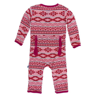Print Bamboo Coverall with Zipper - Strawberry Mayan Pattern Baby & Toddler Sleepwear