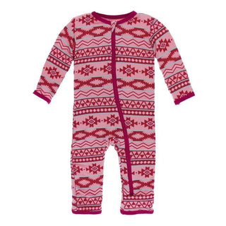 Print Bamboo Coverall with Zipper - Strawberry Mayan Pattern Baby & Toddler Sleepwear