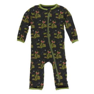 Print Bamboo Coverall with Zipper - Zebra Venus Flytrap Baby & Toddler Sleepwear