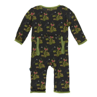 Print Bamboo Coverall with Zipper - Zebra Venus Flytrap Baby & Toddler Sleepwear