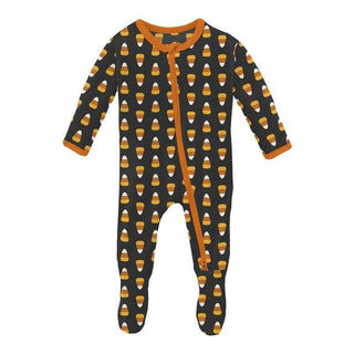 Print Bamboo Footie with 2-Way Zipper - Midnight Candy Corn Baby & Toddler Sleepwear