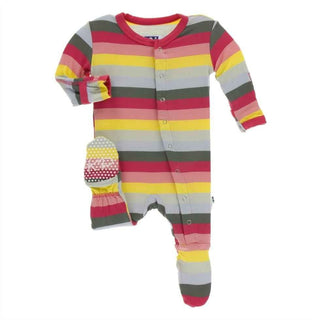 Print Bamboo Footie with Snaps - Biology Stripe Baby & Toddler Sleepwear