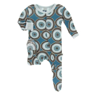 Print Bamboo Footie with Snaps - Heritage Blue Agate Slices Baby & Toddler Sleepwear