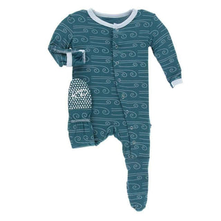 Print Bamboo Footie with Snaps - Heritage Blue Wind Baby & Toddler Sleepwear