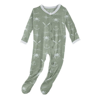 Print Bamboo Footie with Snaps - Lily Pad Captain and Crew Baby & Toddler Sleepwear