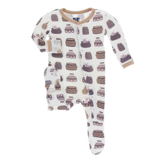 Print Bamboo Footie with Snaps - Natural Bush Baby Baby & Toddler Sleepwear