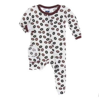 Print Bamboo Footie with Snaps - Natural Coffee Beans Baby & Toddler Sleepwear