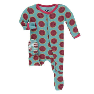Print Bamboo Footie with Snaps - Neptune Watermelon Baby & Toddler Sleepwear