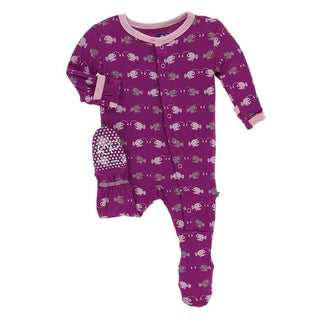 Print Bamboo Footie with Snaps - Orchid Angler Fish Baby & Toddler Sleepwear