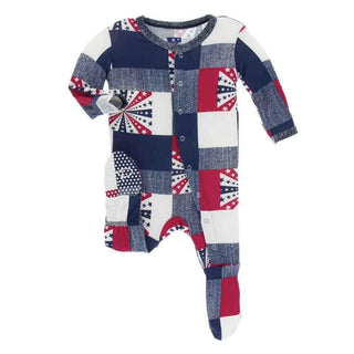 Print Bamboo Footie with Snaps - Patchwork Baby & Toddler Sleepwear