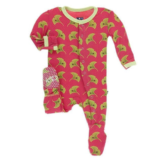 Print Bamboo Footie with Snaps - Red Ginger Ginkgo Baby & Toddler Sleepwear