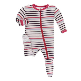 Print Bamboo Footie with Zipper - Chemistry Stripe Baby & Toddler Sleepwear