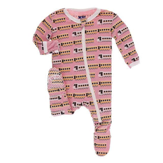 Print Bamboo Footie with Zipper - Desert Rose Indian Train Baby & Toddler Sleepwear