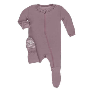 Solid Bamboo Footie with Zipper - Elderberry Baby & Toddler Sleepwear