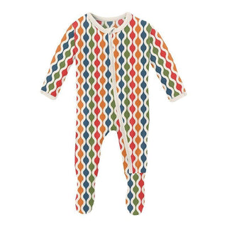 Print Bamboo Footie with Zipper - Mod Chain Baby & Toddler Sleepwear