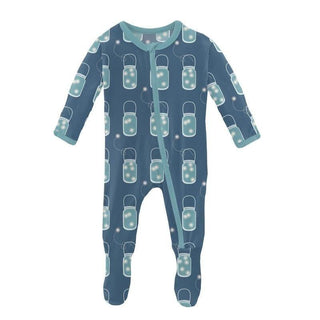 Print Footie with Zipper - Twilight Fireflies Baby & Toddler Sleepwear