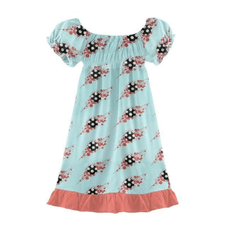 Print Bamboo Gathered Dress - Summer Sky Soccer Splash Baby & Toddler Dresses
