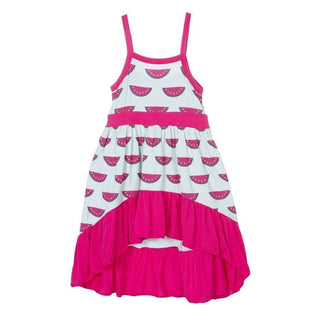 Print Hi Lo Maxi Dress with Contrast Trim, Watermelon Baby & Toddler Dresses