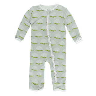 Print Bamboo Layette Classic Ruffle Coverall with Zipper - Aloe Ixora Baby & Toddler Sleepwear