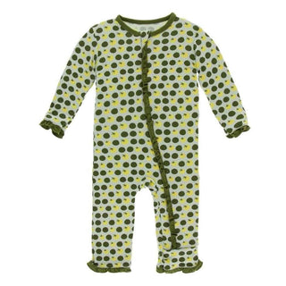 Print Bamboo Layette Classic Ruffle Coverall with Zipper - Aloe Tomatoes Baby & Toddler Sleepwear