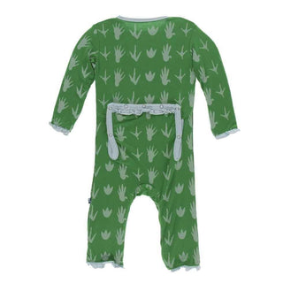 Print Bamboo Layette Classic Ruffle Coverall with Zipper - Dino Tracks Baby & Toddler Sleepwear