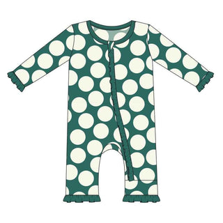 Print Bamboo Layette Classic Ruffle Coverall with Zipper - Ivy Mod Dot Baby & Toddler Sleepwear