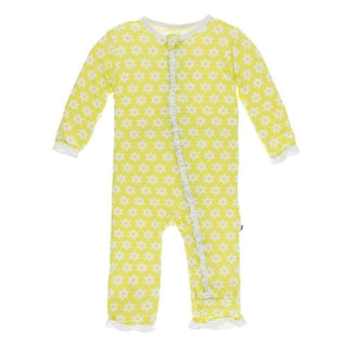 Print Bamboo Layette Classic Ruffle Coverall with Zipper - Lime Blossom Stellini Baby & Toddler Sleepwear
