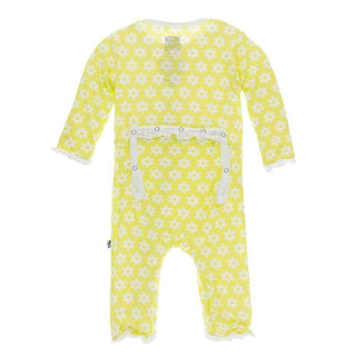 Print Bamboo Layette Classic Ruffle Coverall with Zipper - Lime Blossom Stellini Baby & Toddler Sleepwear