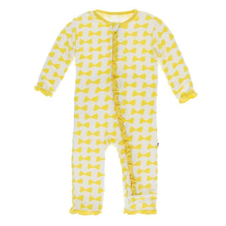 Print Bamboo Layette Classic Ruffle Coverall with Zipper - Natural Farfalle Baby & Toddler Sleepwear