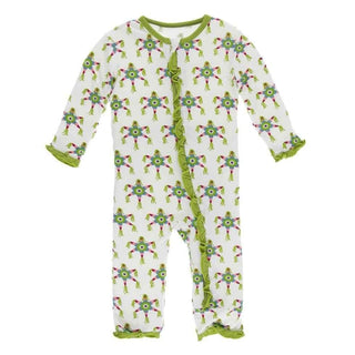 Print Bamboo Layette Classic Ruffle Coverall with Zipper - Natural Pinata Baby & Toddler Sleepwear