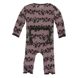 Print Bamboo Layette Classic Ruffle Coverall with Zipper - Raisin Grape Vines Baby & Toddler Sleepwear