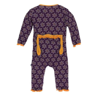 Print Bamboo Layette Classic Ruffle Coverall with Zipper - Wine Grapes Saffron Baby & Toddler Sleepwear
